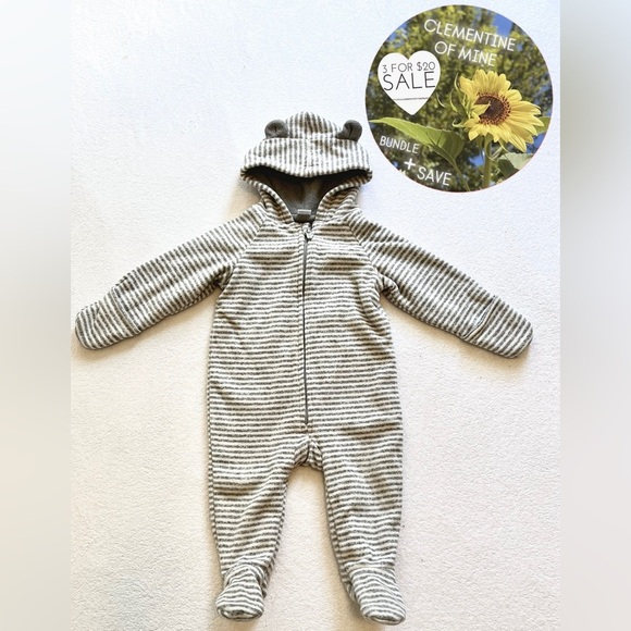 Old Navy Hooded One Piece Fleece Lined Jumpsuit 6-12 months Cozy warm - Picture 1 of 6